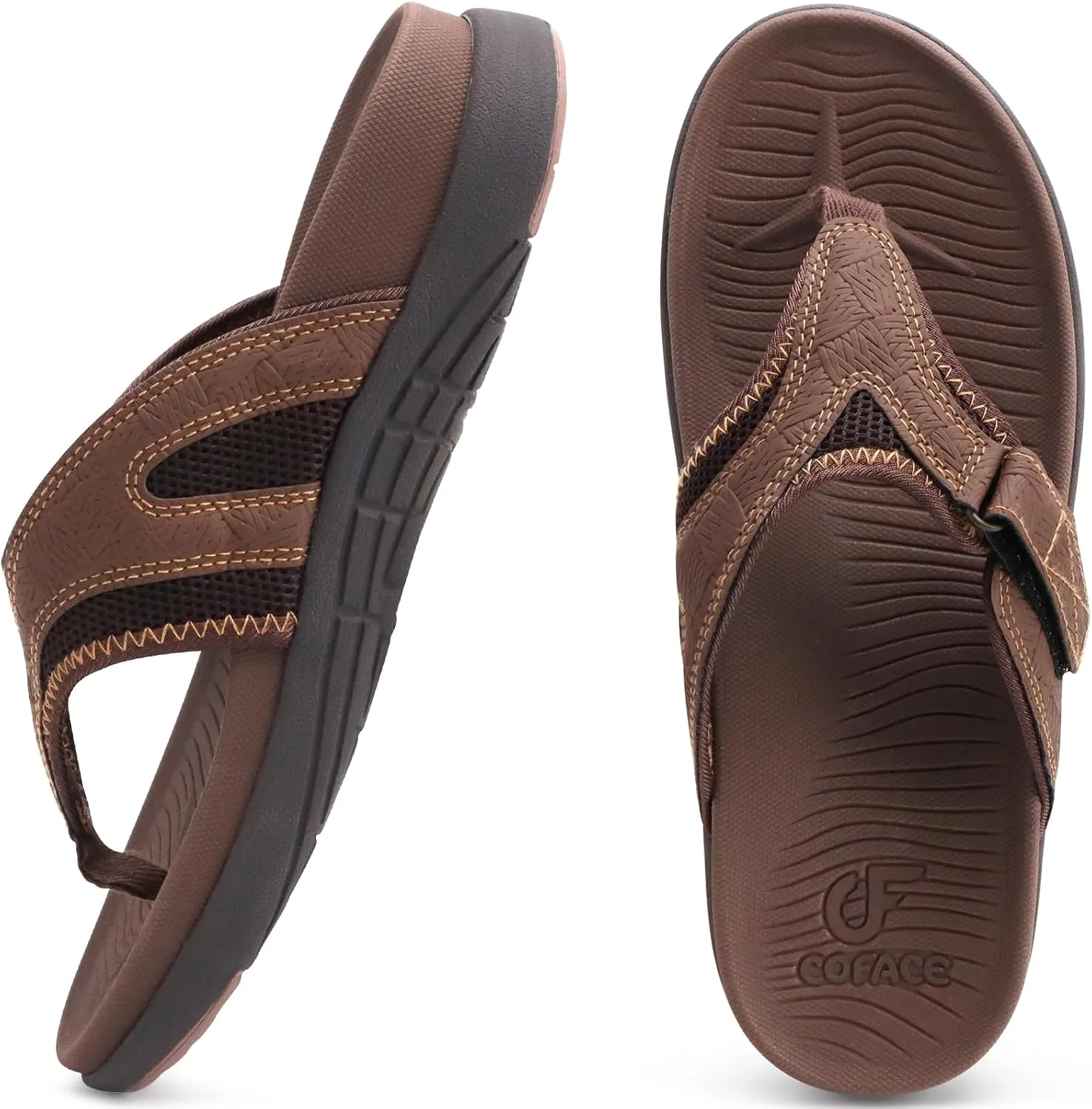 COFACE Flip Flops for Men with Arch Support Comfortable Man Thong Sandals Adjustable Beach Flip-flop Outdoor