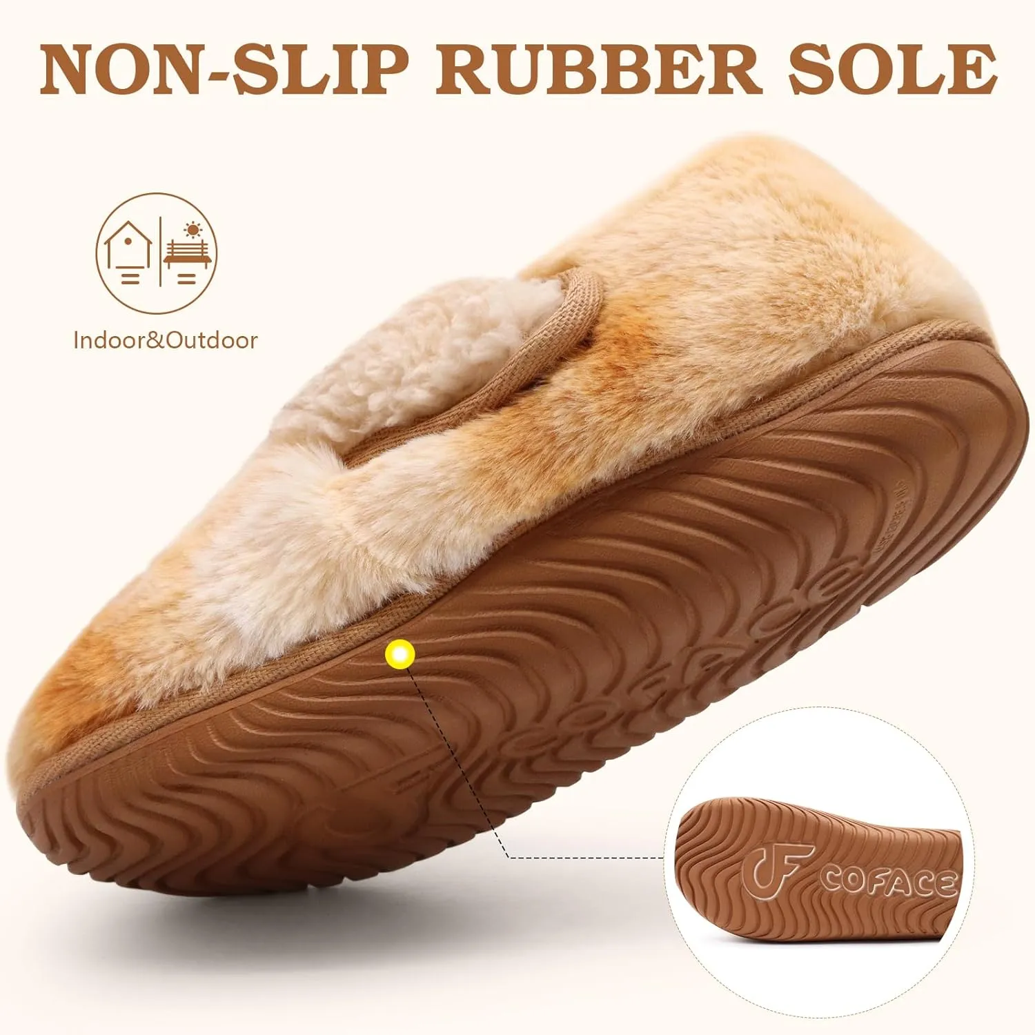 COFACE Women House Slippers Memory Foam Fluffy Slippers Ladies House Shoes Indoor Outdoor