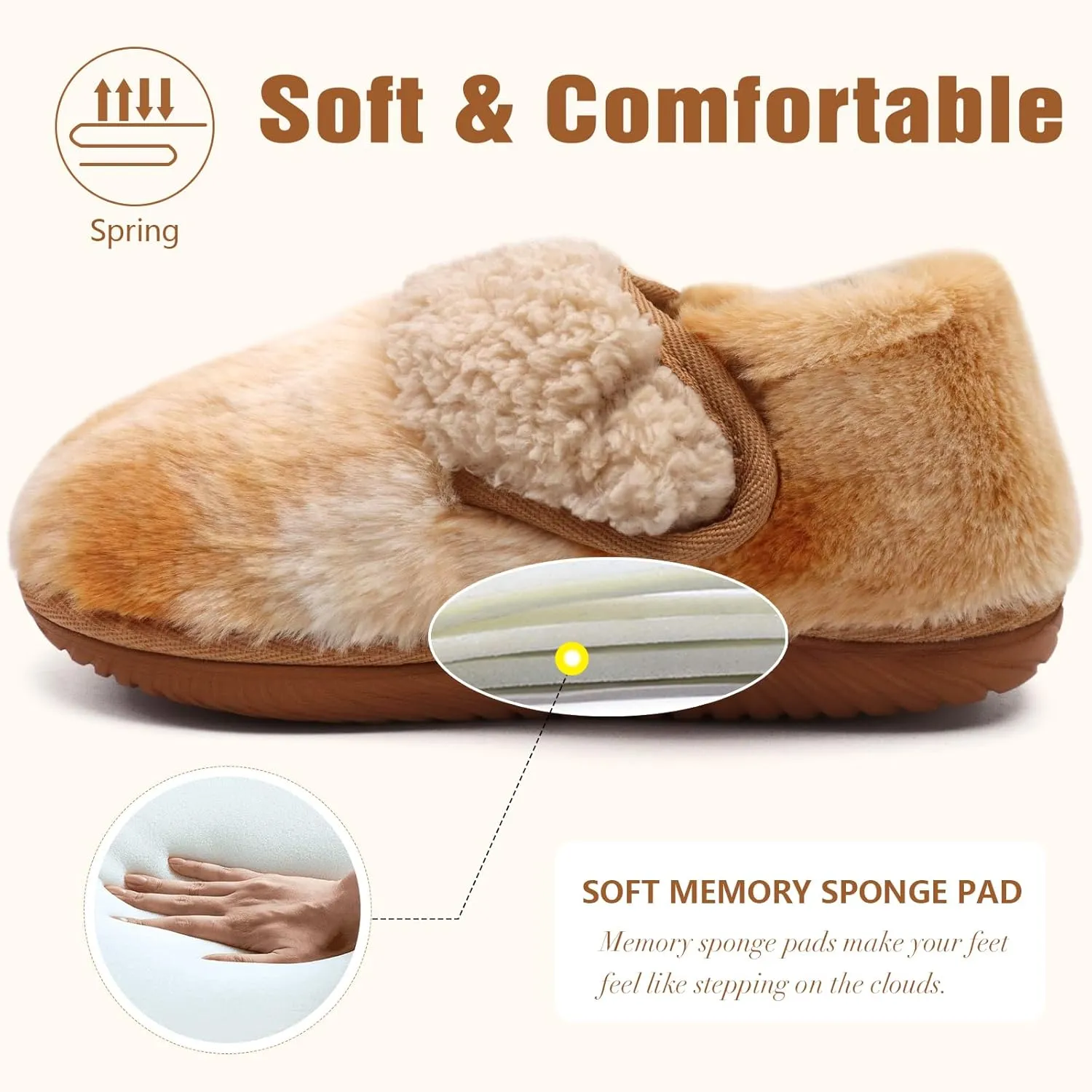 COFACE Women House Slippers Memory Foam Fluffy Slippers Ladies House Shoes Indoor Outdoor