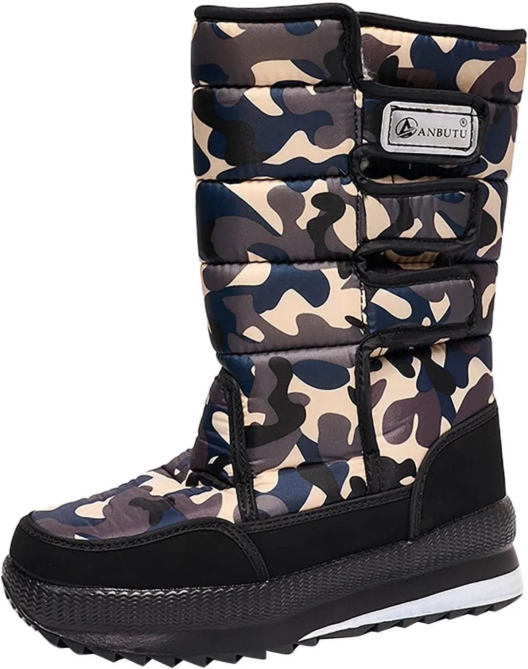 Cold Proof Mid Calf Snow Boots for Men Water Proof Thick Bottom Insulated Winter Boots Fleece Lined Snow Boots