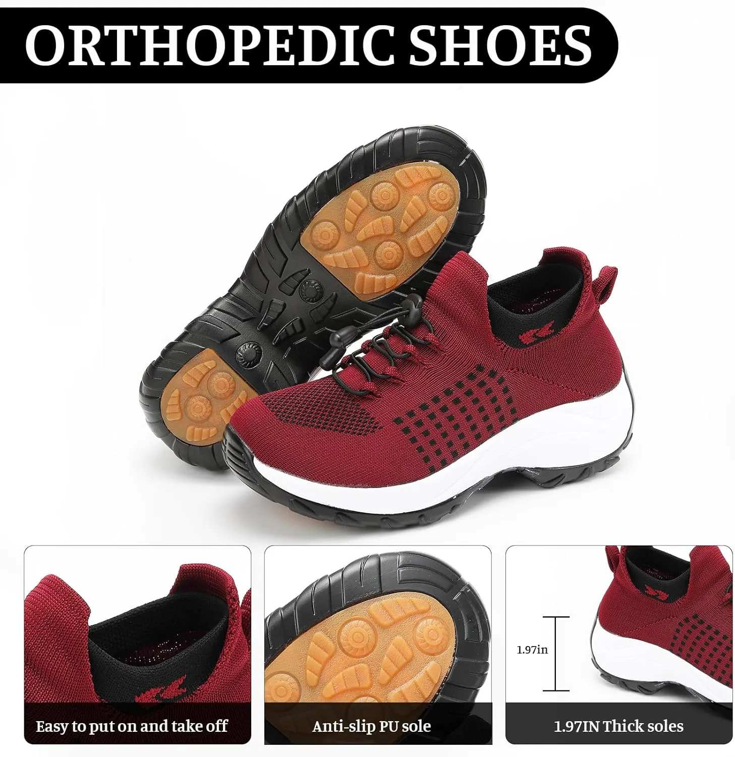 Comfort Wear Orthowear Shoes for Women Men Orthopedic Sneakers Breathable Women Walking Shoes Comfortable Casual Ladies Athletic Shoe Plantar Fasciitis Ortho Sneakers Non Slip Stretch Cushion Shoe