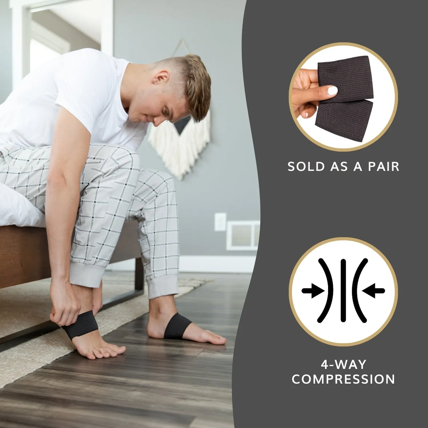 Copper Arch Support Bands | Flat Foot Compression Brace for Fallen Arches and Heel Spur Treatment (Pair) - FINAL SALE
