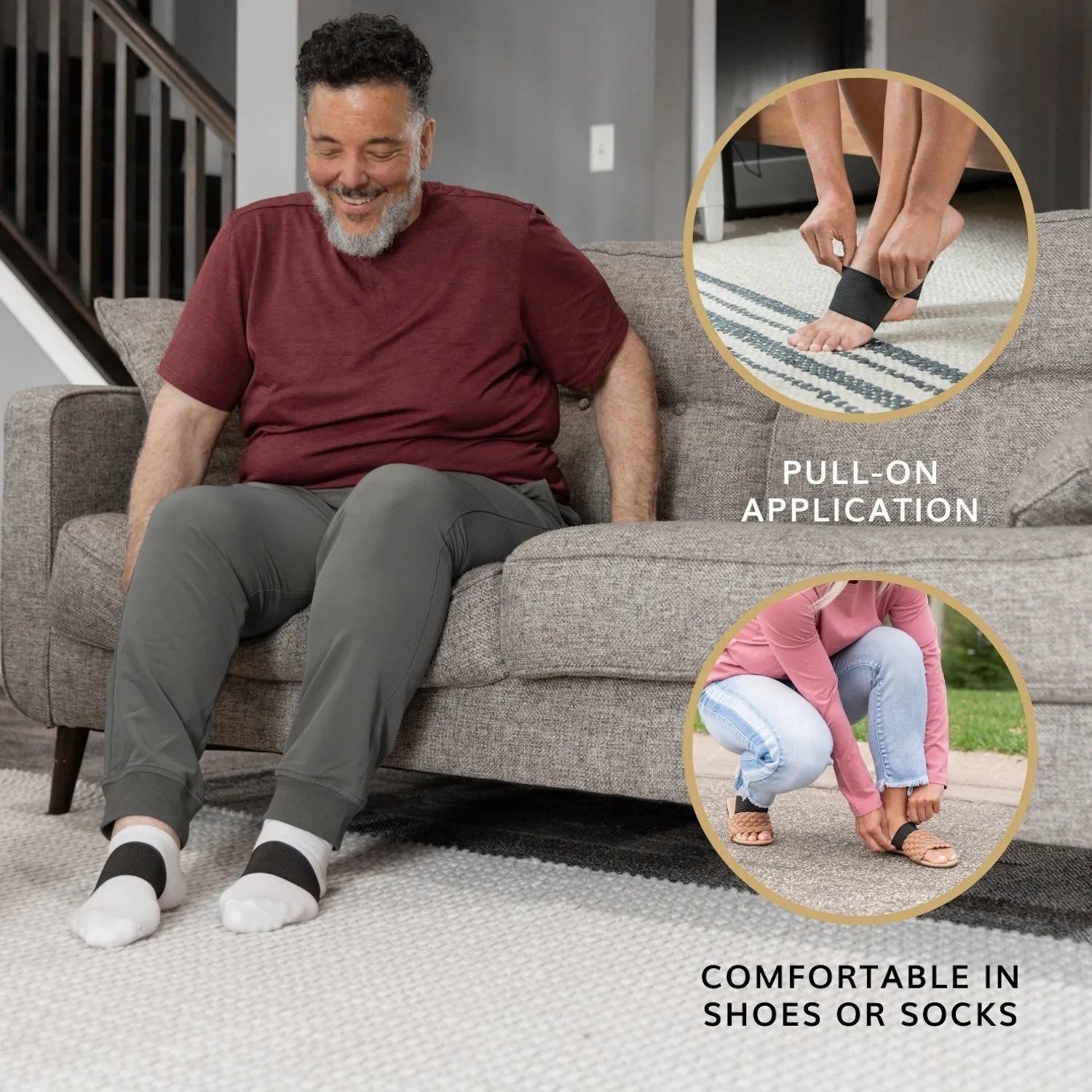 Copper Arch Support Bands | Flat Foot Compression Brace for Fallen Arches and Heel Spur Treatment (Pair) - FINAL SALE