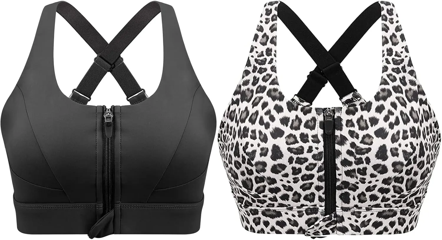 Cordaw Zip Front Sports Bra Adjustable Straps High Support Medium Impact Zipper Front Hook Running Bra Crisscross Padded