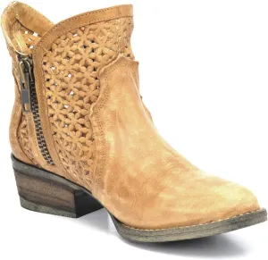 Corral Boot Women's 5-Inch Circle G Cowhide Leather Round Toe Tan Cutout Shortie Western Boot