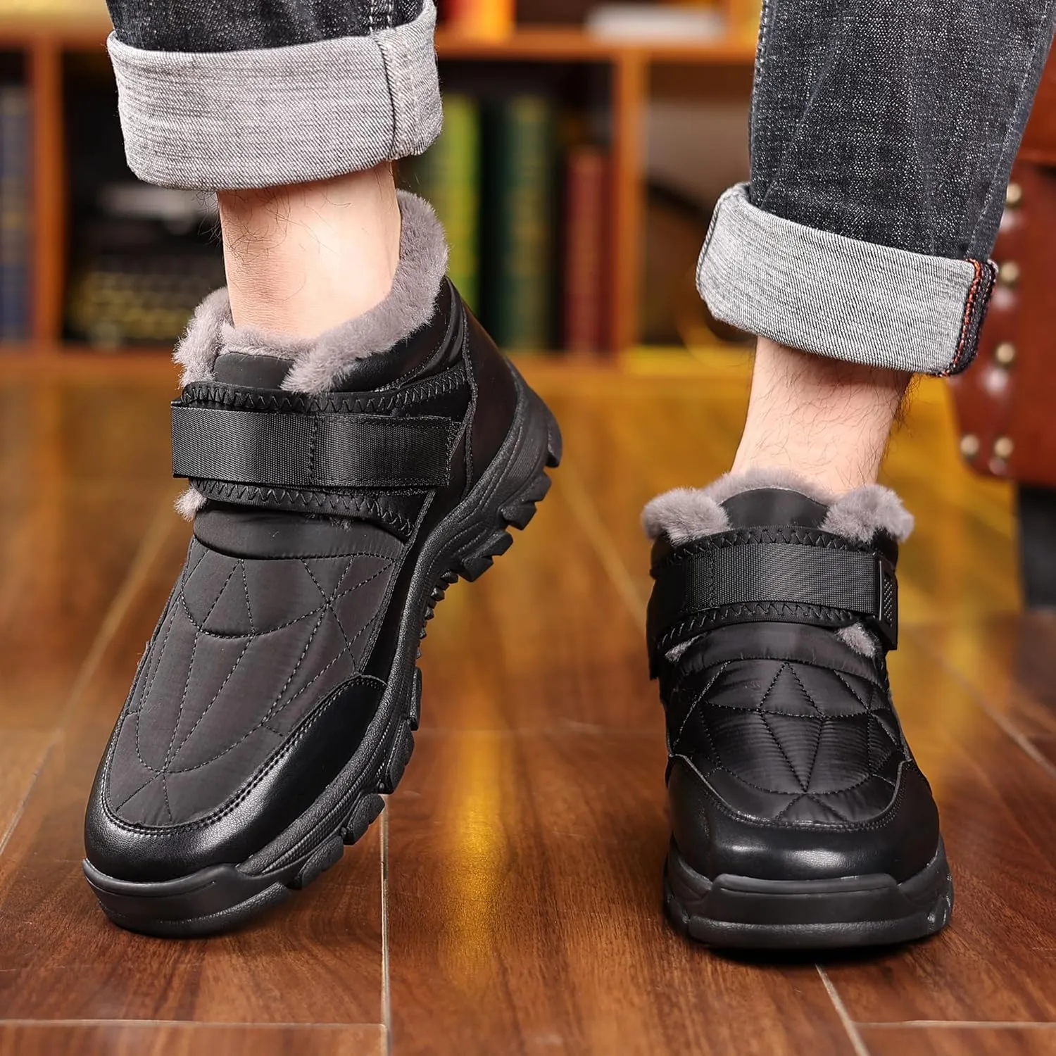 COSIDRAM Mens Snow Boots Outdoor Winter Warm Hiking Ankle Boots Anti Slip Insulated Work Shoes