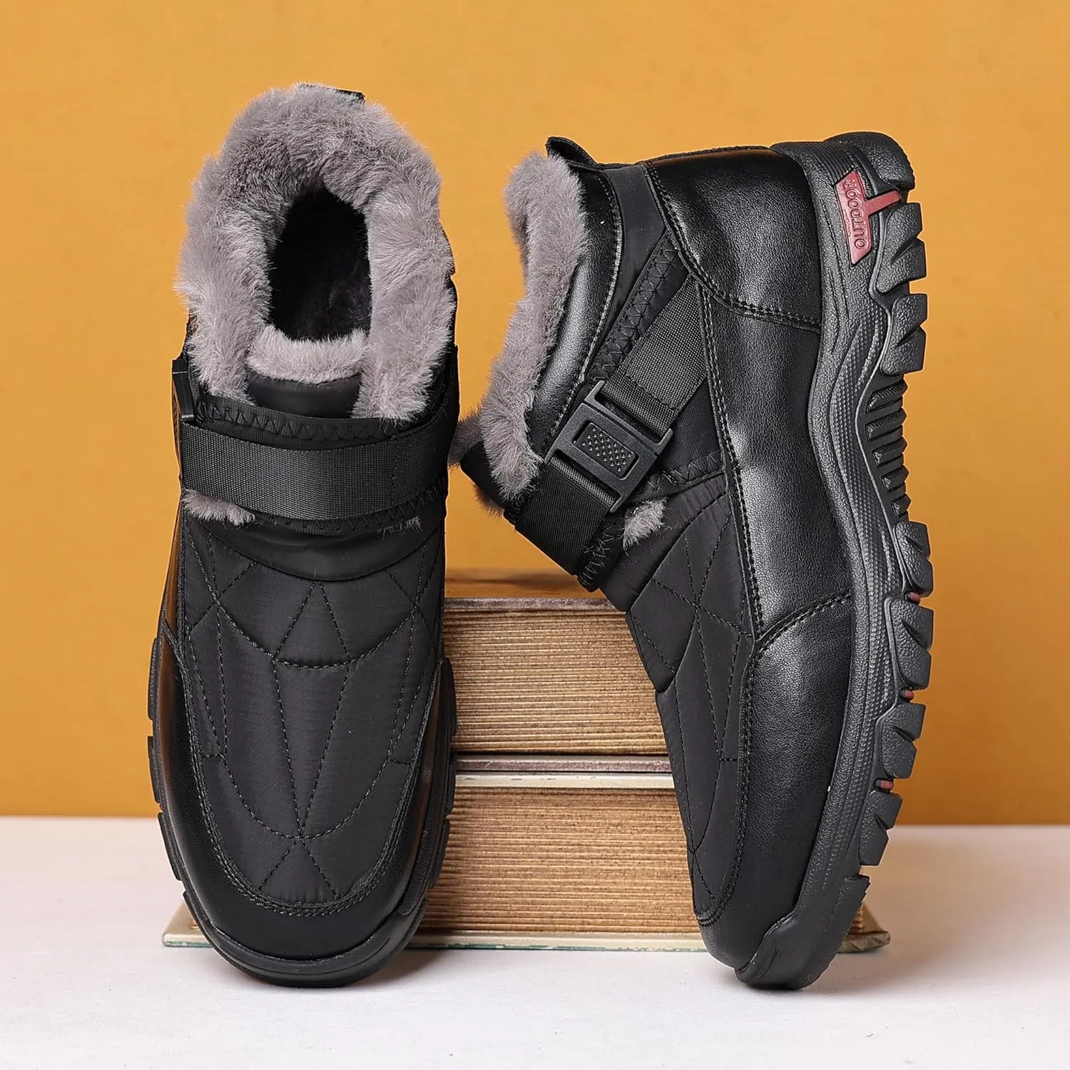 COSIDRAM Mens Snow Boots Outdoor Winter Warm Hiking Ankle Boots Anti Slip Insulated Work Shoes