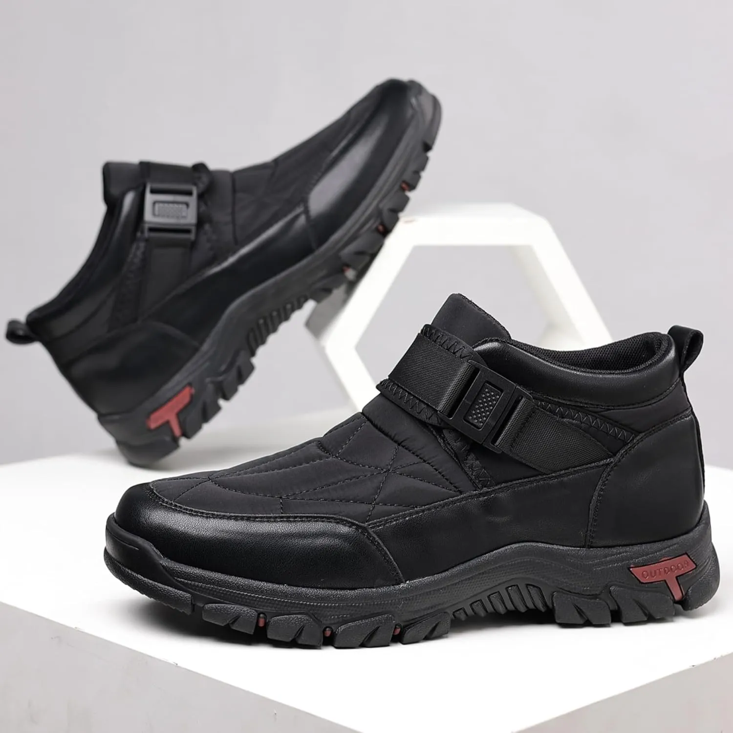 COSIDRAM Mens Snow Boots Outdoor Winter Warm Hiking Ankle Boots Anti Slip Insulated Work Shoes