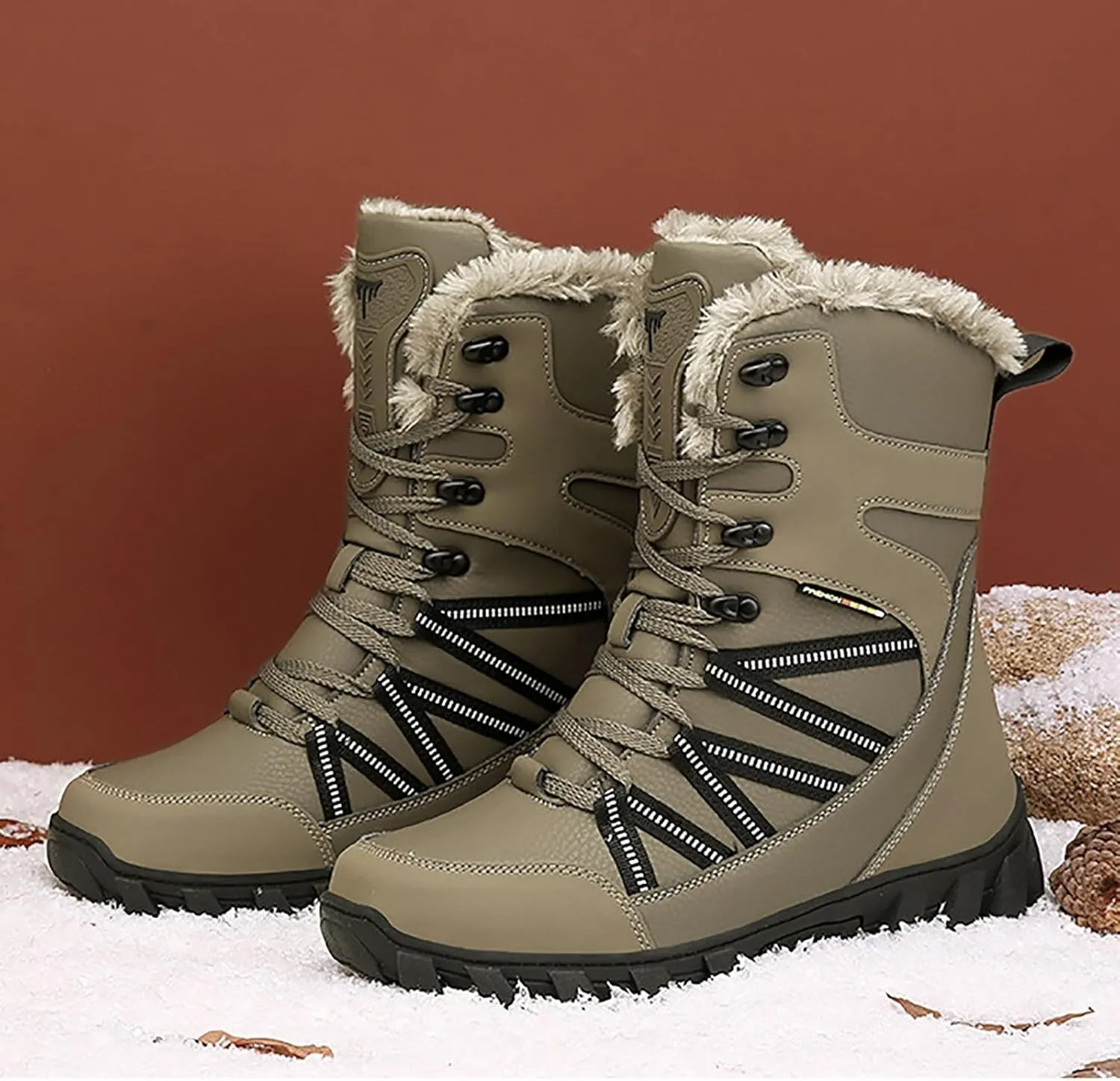 Cotton Snow Boots for Men Water Proof Insulated Mid Calf Boots Fleece Lined Warm Winter Non Slip Mens Warm Boots Size 11