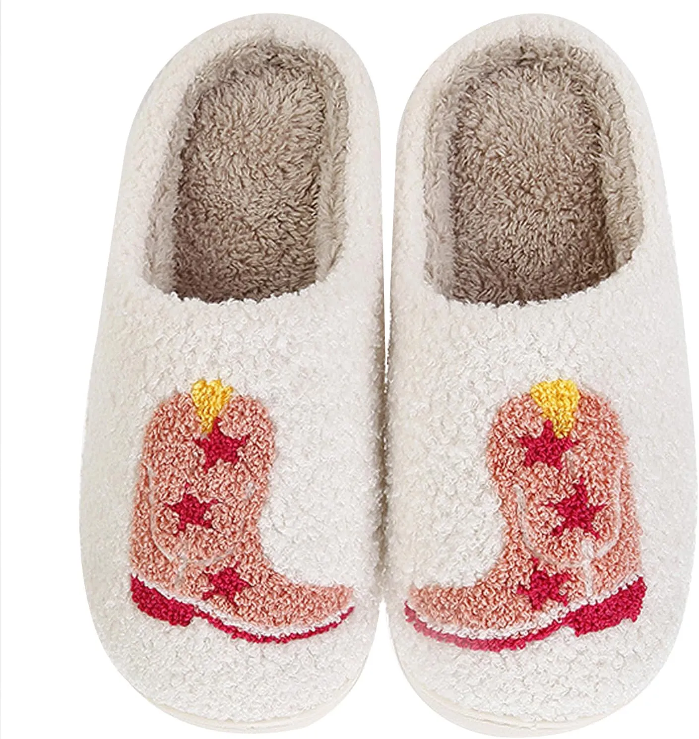 Cowboy Boot Slippers for Women Disco Cowgirl Hat Slippers for Women Memory Foam Shoes