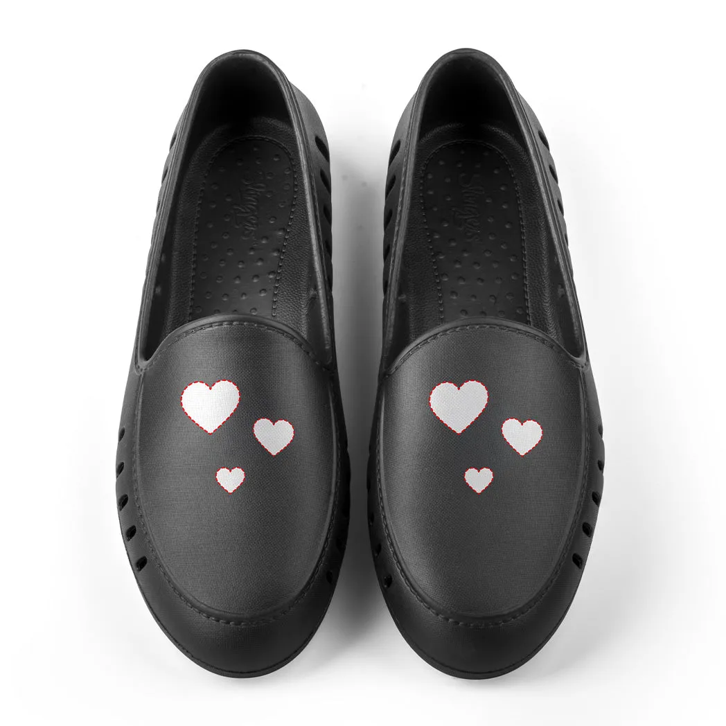 Cruise Loafer - Black Hearts Print / Waterproof