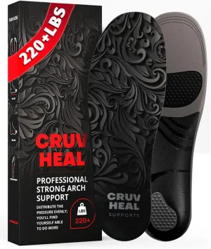 CRUVHEAL High Arch Support Insoles for Plantar Fasciitis for Women and Men - Orthotic Shoe Inserts - Boot Work Shoe Plantar Fasciitis Insoles (Graphite, XL)