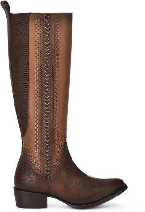Cuadra Women's Tall Boot with Bovine Leather, Laser Engraving and Perforated Details 1X4IRS