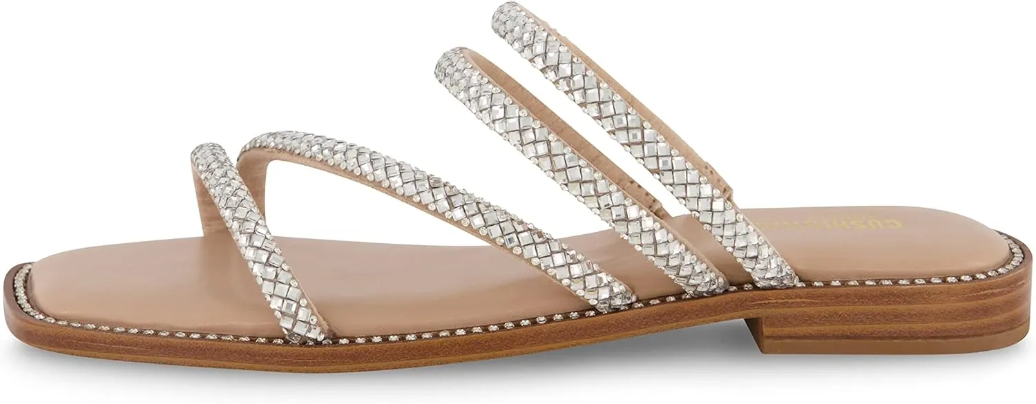 CUSHIONAIRE Women's Varda rhinestone slide sandal  Memory Foam