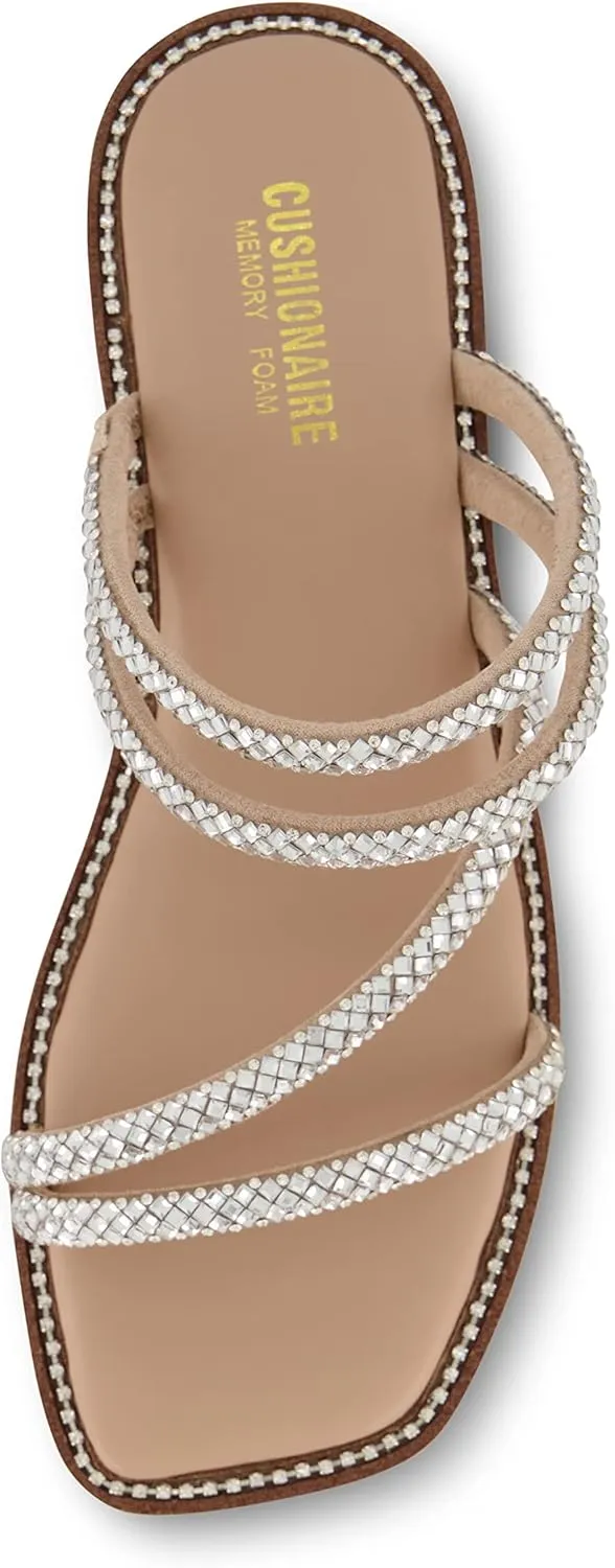 CUSHIONAIRE Women's Varda rhinestone slide sandal  Memory Foam