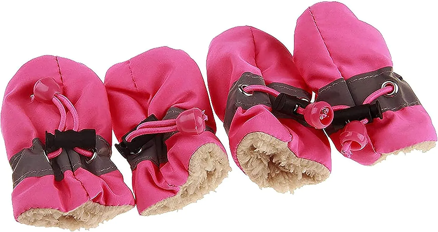 Cute Soft Anti-Slip Walking Shoes for Dog, Winter Thicken Fleece Drawstring Booties for Cats, Pets Socks for Indoor, Floor Label 1