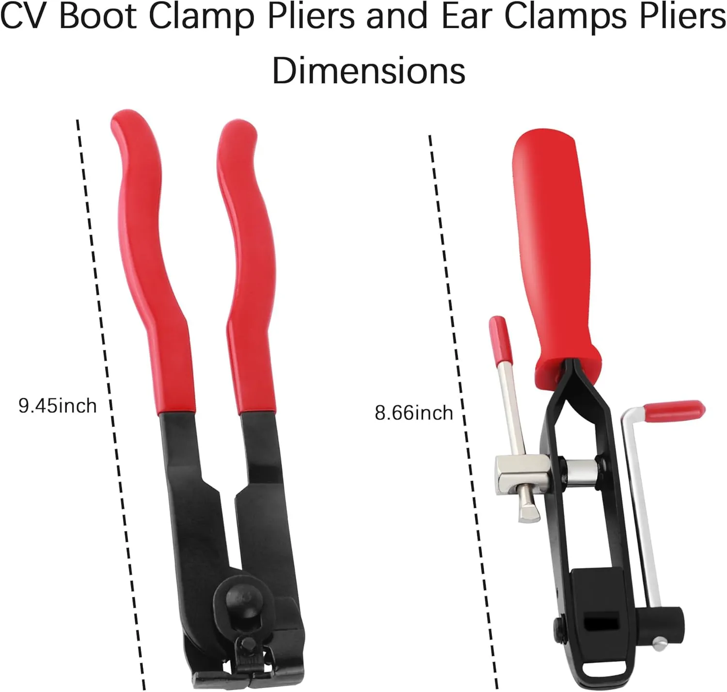 CV Boot Clamp Pliers Kit,1PC CV Joint Boot Clamp Pliers   1PC Ear Clamp Pliers   10PCS Clamps,Universal Car Accessories for Most Vehicles (Pliers/2PCS)