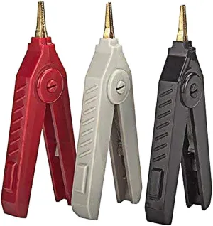 Dahszhi 3Pcs Gold-Plated Copper LCR Kelvin Test Clip Low Resistance Flat Clamps Gray   Red  Black(G6.71)