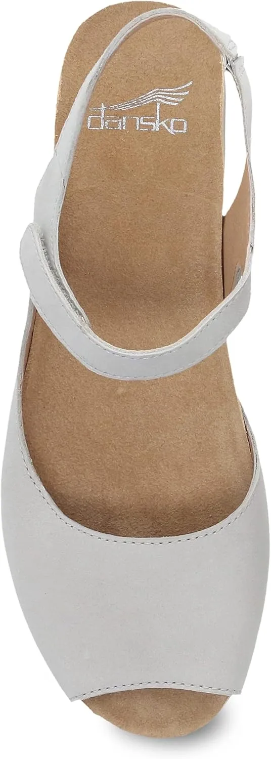 Dansko Marcy Slip-On Wedge Sandal for Women - Comfortable Wedge Shoes with Arch Support -Adjustable Hook & Loop Strap - Versatile Casual to Dressy Footwear - Lightweight Rubber Outsole