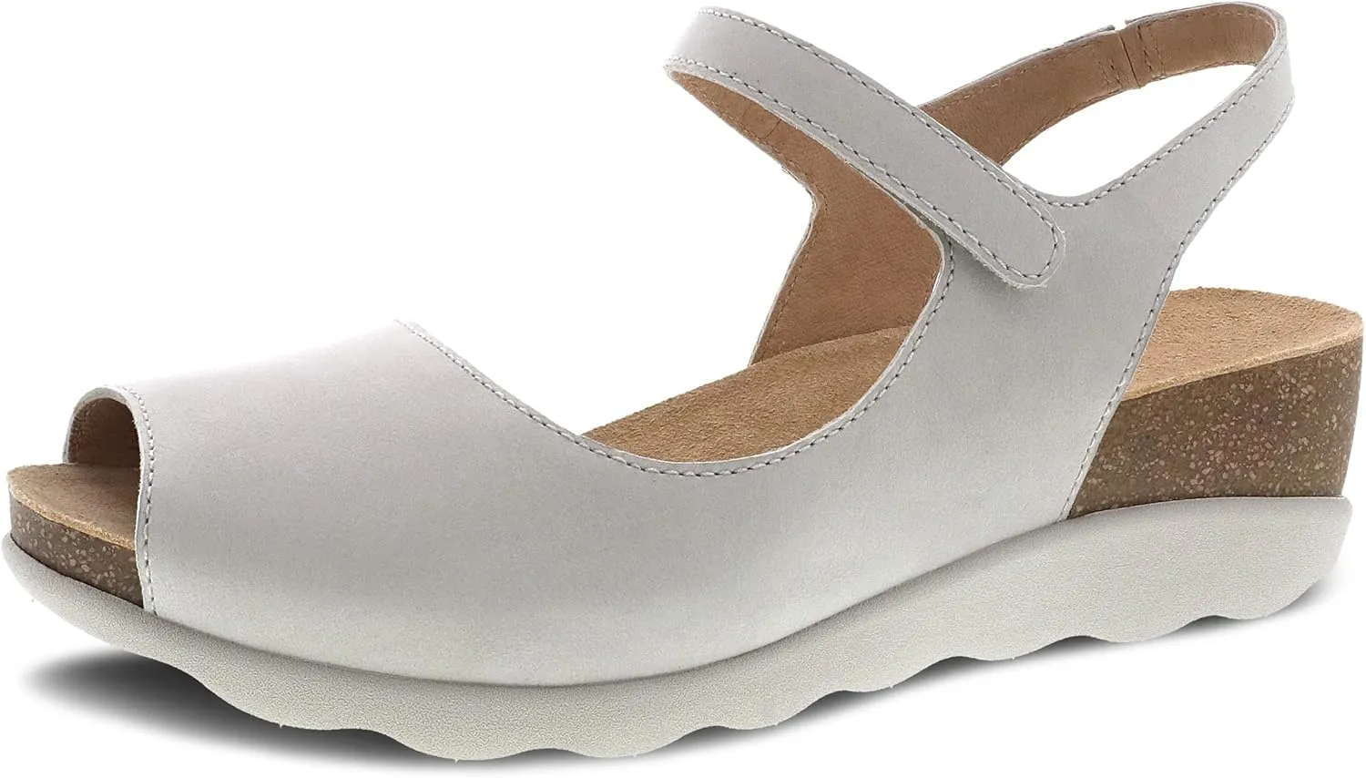 Dansko Marcy Slip-On Wedge Sandal for Women - Comfortable Wedge Shoes with Arch Support -Adjustable Hook & Loop Strap - Versatile Casual to Dressy Footwear - Lightweight Rubber Outsole