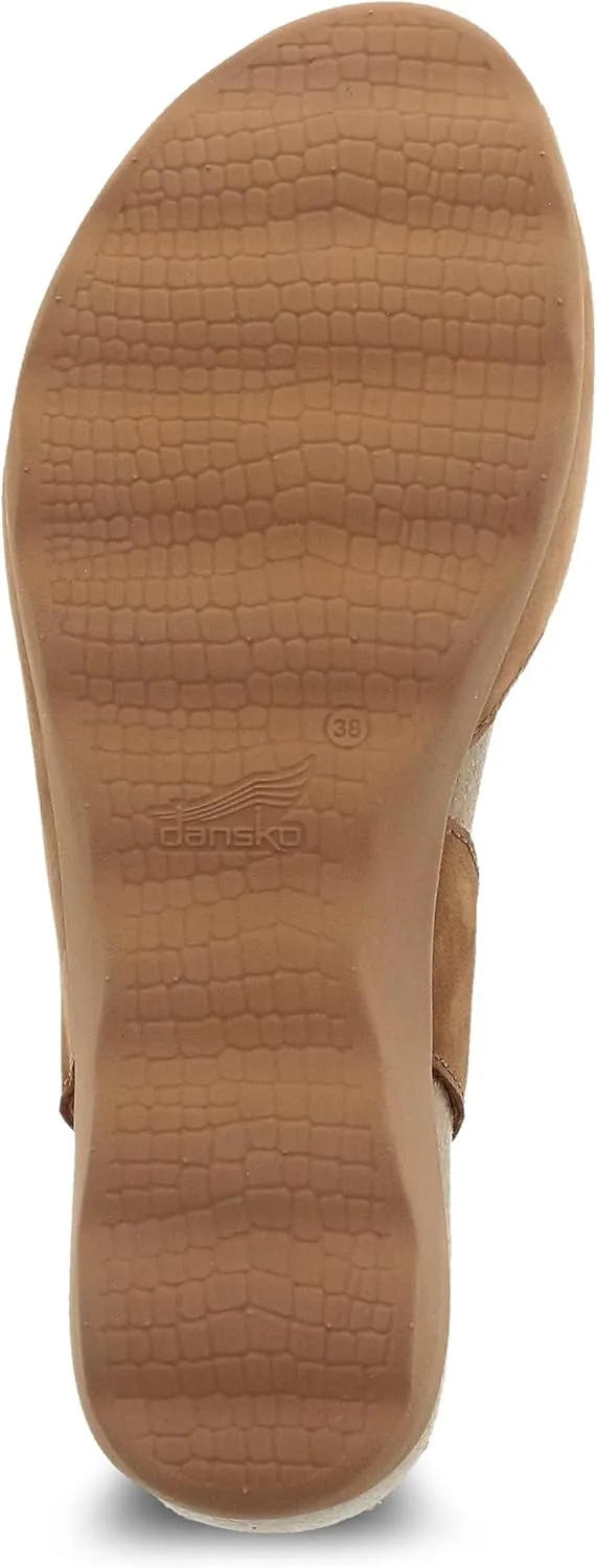 Dansko Marcy Slip-On Wedge Sandal for Women - Comfortable Wedge Shoes with Arch Support -Adjustable Hook & Loop Strap - Versatile Casual to Dressy Footwear - Lightweight Rubber Outsole