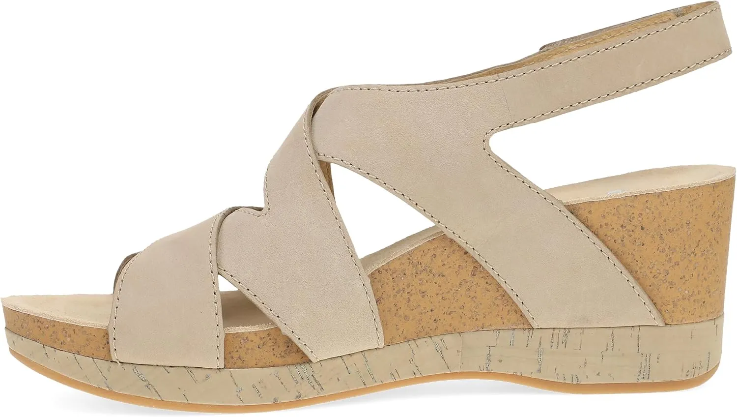 Dansko Shyla Wedge Sandal for Women - Cork/EVA Wedge with Arch Support -Fully Adjustable Straps-Lightweight Rubber Outsole