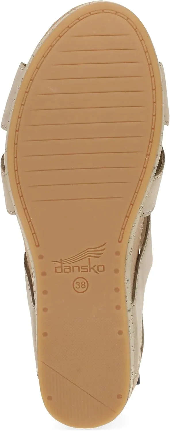 Dansko Shyla Wedge Sandal for Women - Cork/EVA Wedge with Arch Support -Fully Adjustable Straps-Lightweight Rubber Outsole