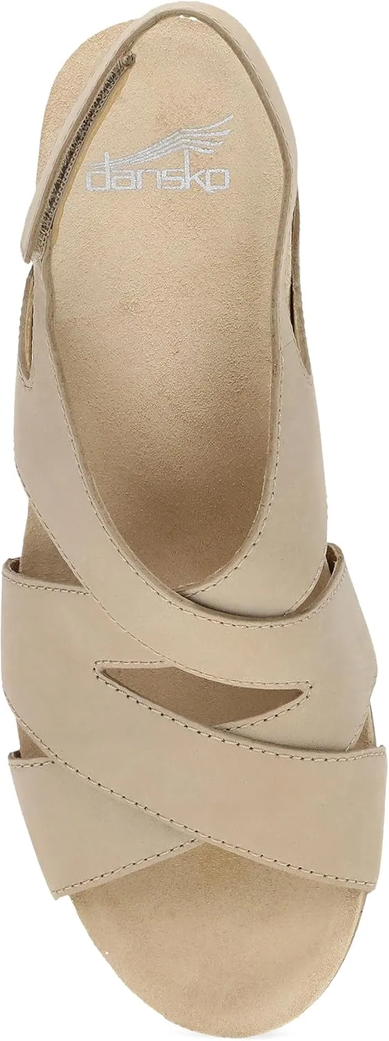 Dansko Shyla Wedge Sandal for Women - Cork/EVA Wedge with Arch Support -Fully Adjustable Straps-Lightweight Rubber Outsole