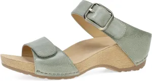 Dansko Tanya Slip-On Wedge Sandal for Women – Cushioned, Contoured Footbed for All-Day Comfort and Support – Hook & Loop Strap with Buckle Detail – Lightweight Rubber Outsole