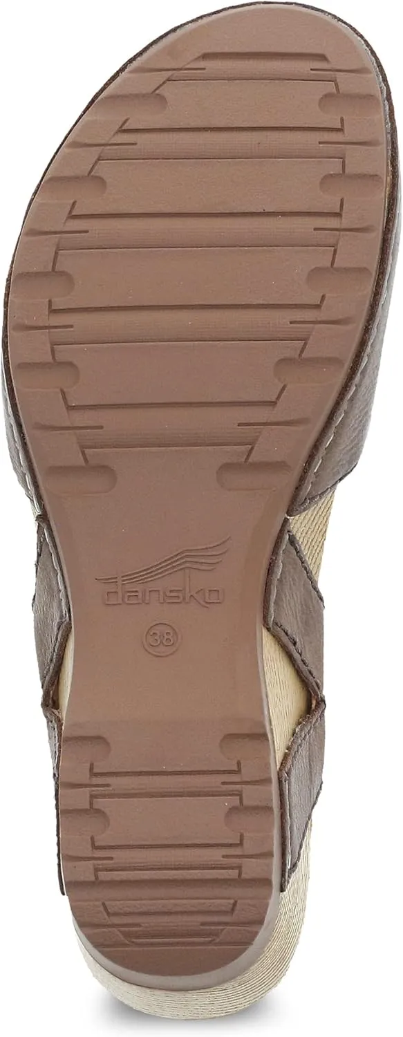 Dansko Tiffani Wedge Sandal for Women - Cushioned, Contoured Footbed for All-Day Comfort and Support - Hook & Loop Strap with Buckle Detail - Lightweight Rubber Outsole