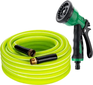 DAVCO Garden Hose 100 ft, Drinking Water Safe, 3/4" Solid Aluminum Fittings - No Leak, Reel Leader, Water Connector, Lead In, Connecting for Reel Cart