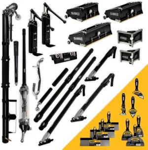 DEWALT Ultimate Automatic Taping/Finishing Set | Auto Taper, MudShot, 7/10/12" Flat Boxes, 3/3.5” Angle Heads, Corner Roller, Pumps, Gooseneck, Extendable Handles | DXTT-2-617
