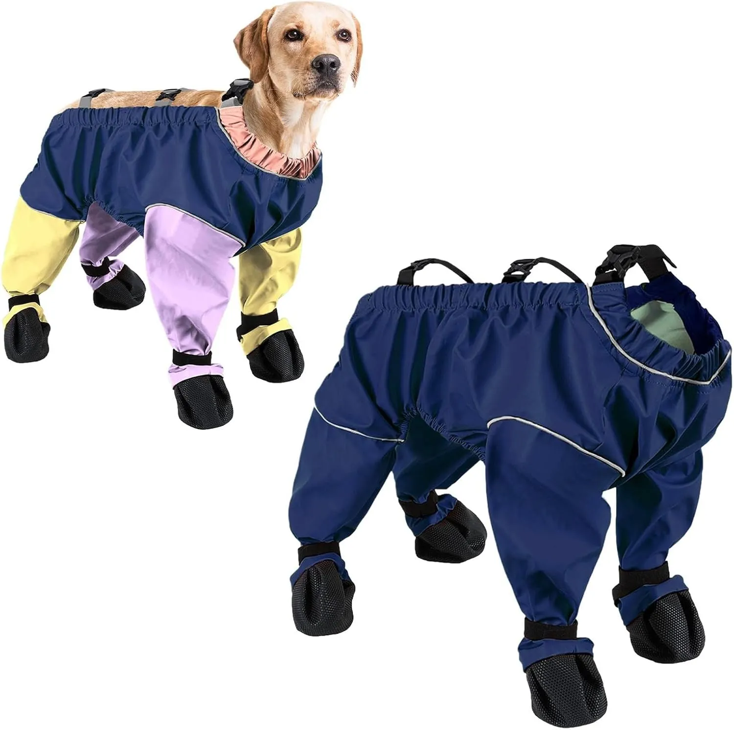Dog Shoes with SuspendersDog Suspender Boots, Waterproof Dog Rain Boots Paw Protector for Dogs, Dog Boot Leggings Anti-Slip Dog Shoes Pet Paws Protector Dirty-Proof Dog for Outdoor Walking Booties