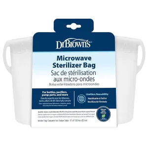 Dr. Brown's Microwave Steam Sterilizer Bag for Baby Bottles, Breast Pump Parts & Other Toddler Accessories, 100% Silicone, Reusable Sterilizing Bag