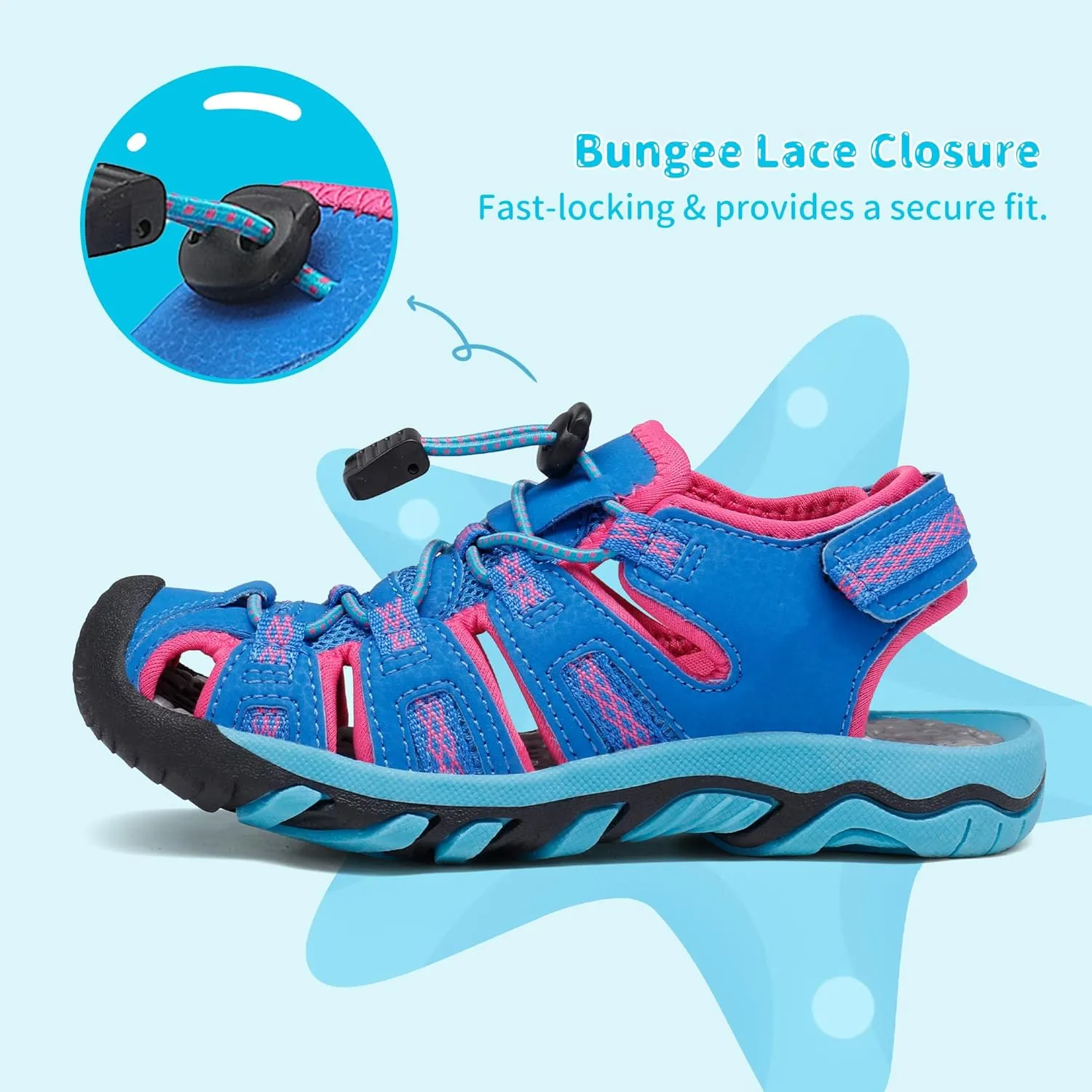 DREAM PAIRS Boys Girls Summer Outdoor Athletic Sport Sandals Walking Hiking Hook and Loop Adjustable Multicolor for Toddler/Little/Big Kids