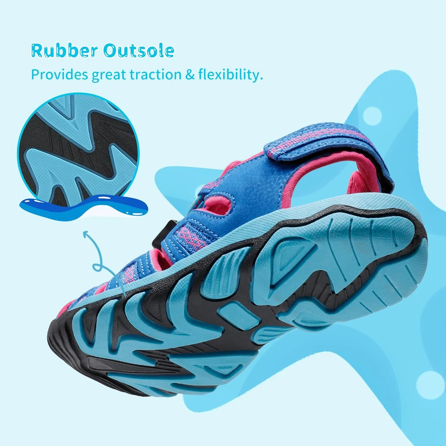 DREAM PAIRS Boys Girls Summer Outdoor Athletic Sport Sandals Walking Hiking Hook and Loop Adjustable Multicolor for Toddler/Little/Big Kids