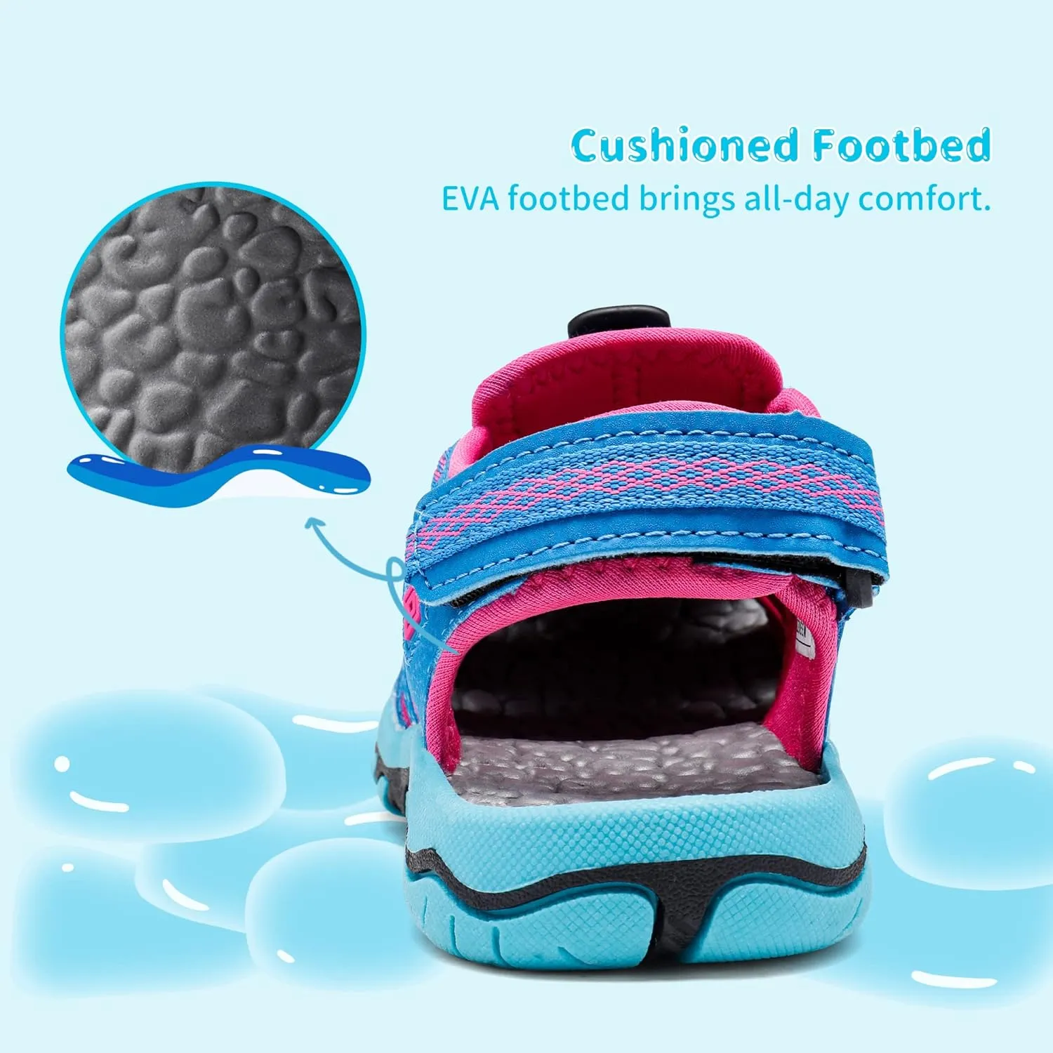 DREAM PAIRS Boys Girls Summer Outdoor Athletic Sport Sandals Walking Hiking Hook and Loop Adjustable Multicolor for Toddler/Little/Big Kids