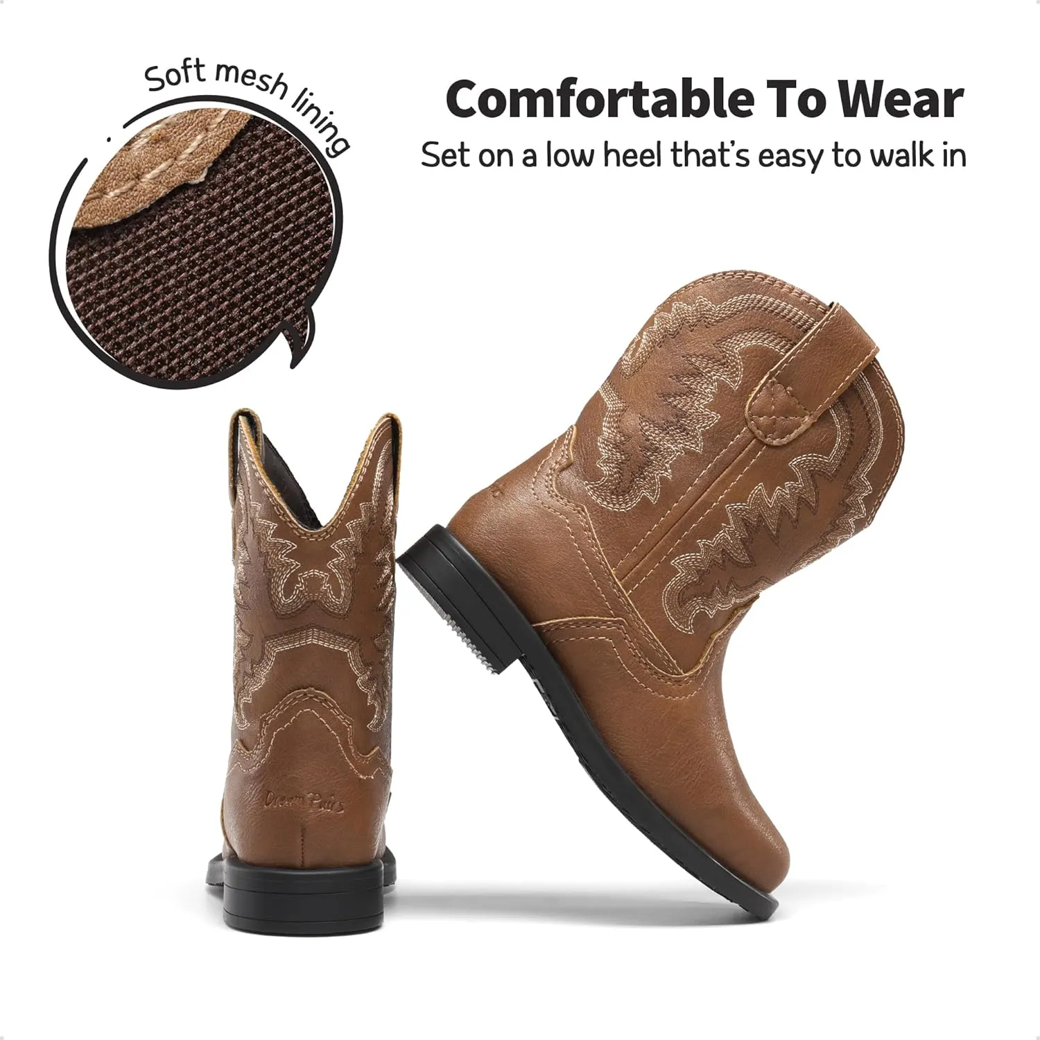 DREAM PAIRS Toddler Little Boys Girls Cowboy Boots Kids Western Square Toe Riding Mid Calf Boots
