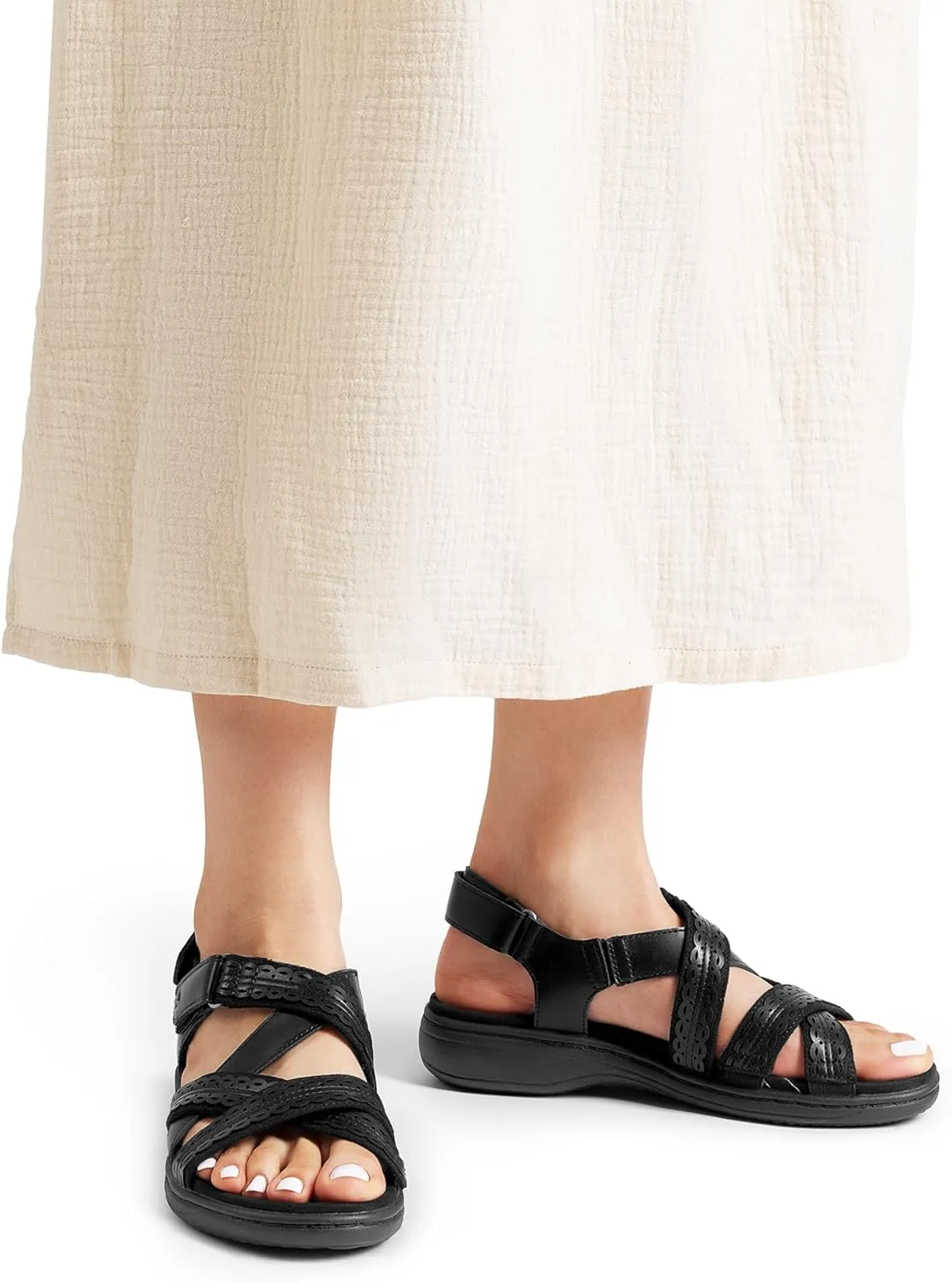 DREAM PAIRS Women's Arch Support Sandals Comfortable Open Toe Dress Flats Walking Sandals for Summer