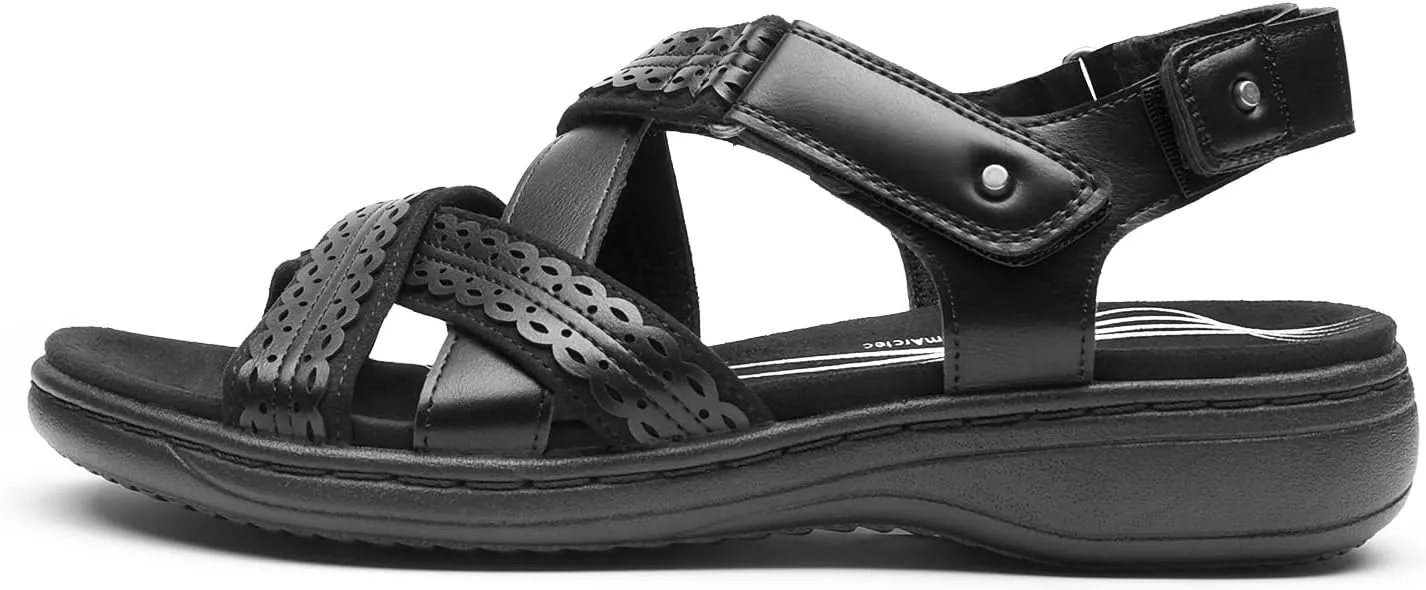 DREAM PAIRS Women's Arch Support Sandals Comfortable Open Toe Dress Flats Walking Sandals for Summer