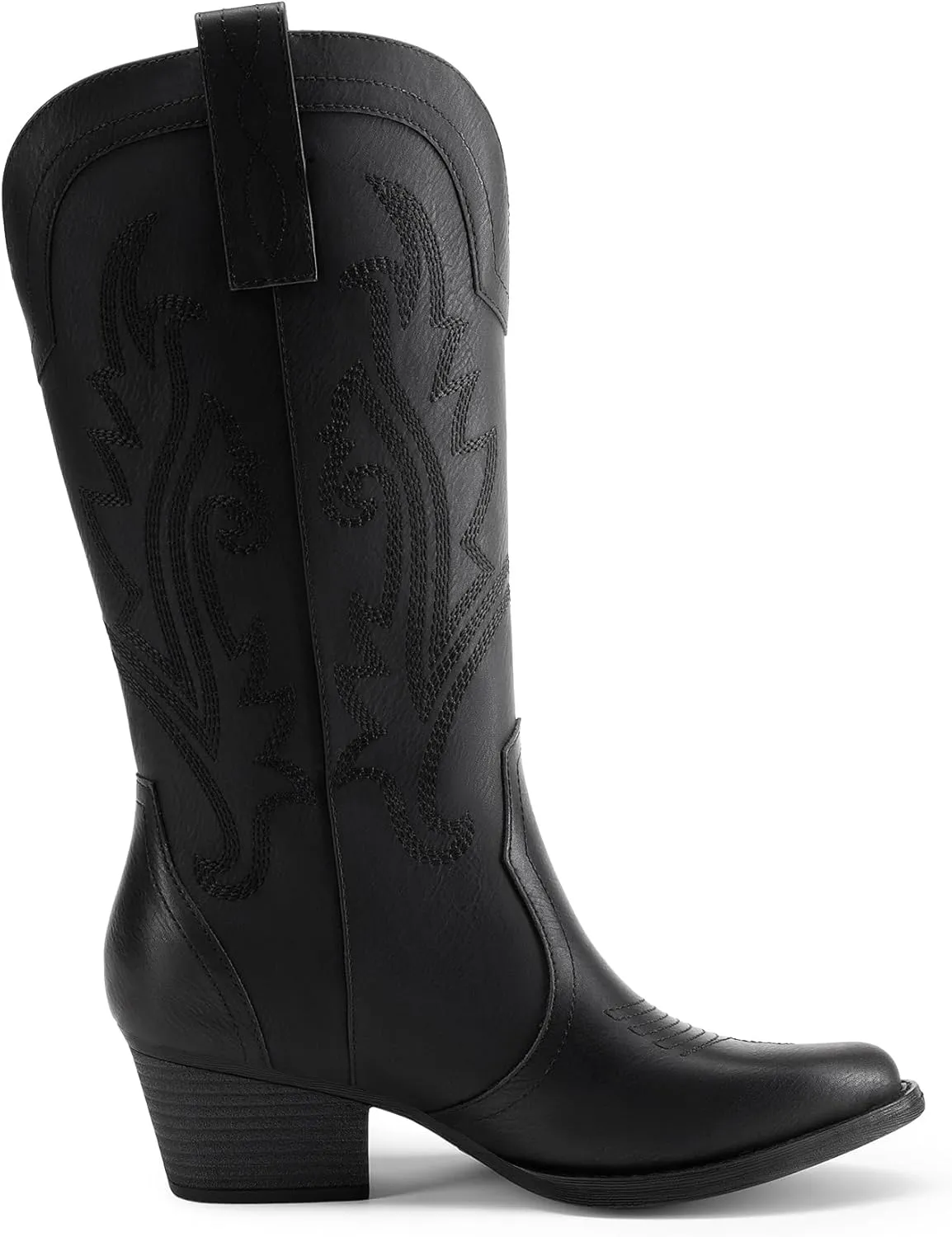 DREAM PAIRS Women's Cowboy Cowgirl Boots Embroidered Pointed Toe Low Heel Western Mid Calf Boot for Theme Party Country Concert