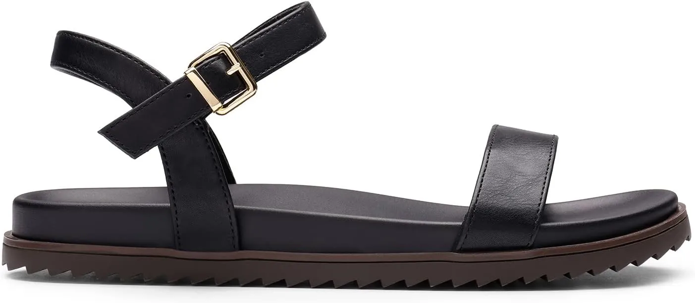 DREAM PAIRS Women's Cute Open Toe One Band Arch Support Comfort Flat Sandals for Summer