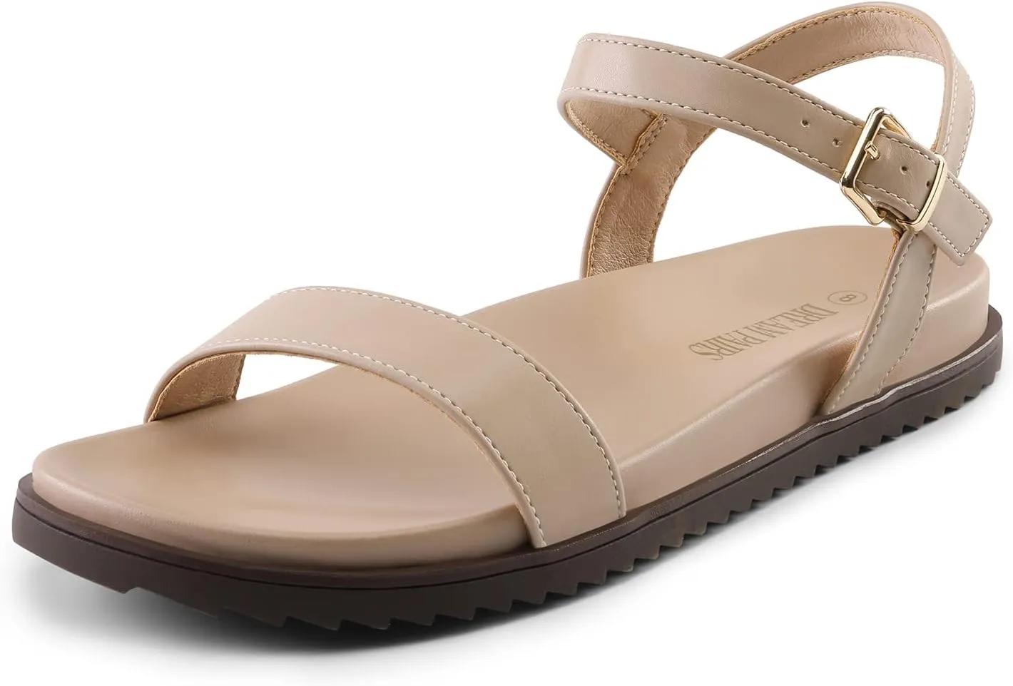 DREAM PAIRS Women's Cute Open Toe One Band Arch Support Comfort Flat Sandals for Summer