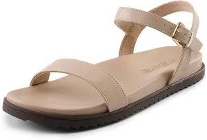DREAM PAIRS Women's Cute Open Toe One Band Arch Support Comfort Flat Sandals for Summer