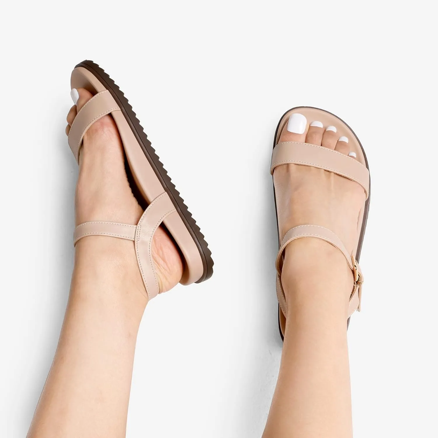 DREAM PAIRS Women's Cute Open Toe One Band Arch Support Comfort Flat Sandals for Summer