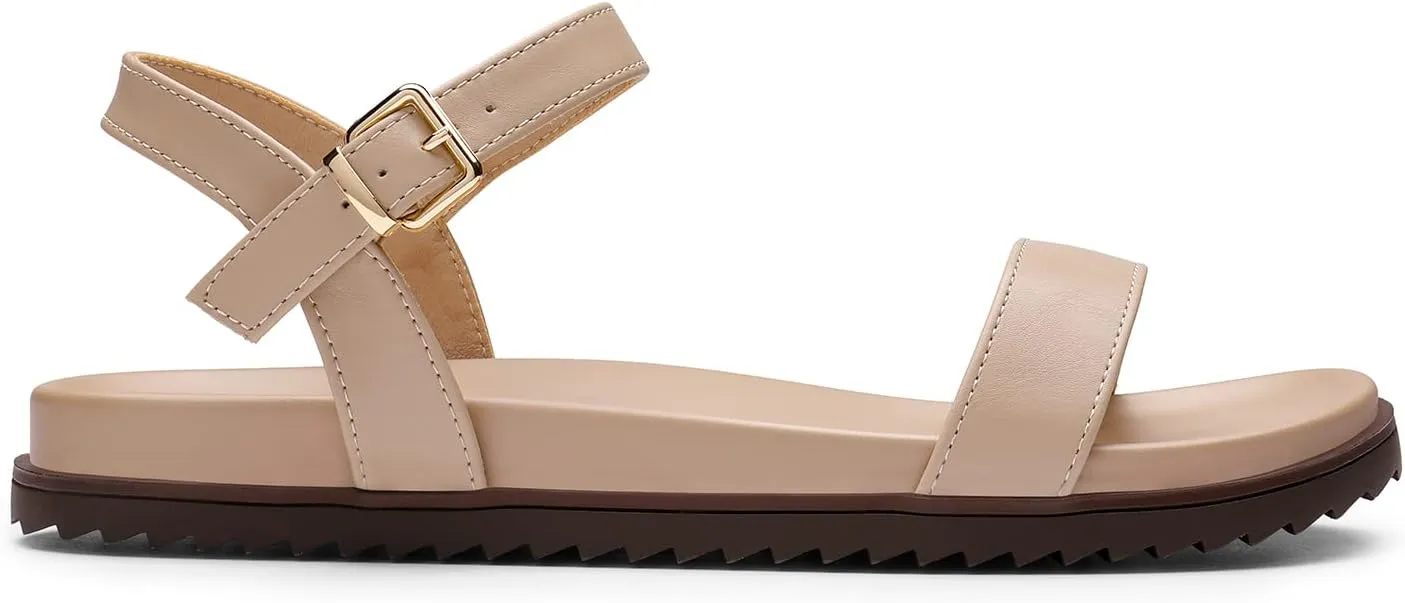 DREAM PAIRS Women's Cute Open Toe One Band Arch Support Comfort Flat Sandals for Summer