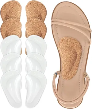 Dr.Foot Plantar Fasciitis Arch Support Shoe Insoles 5 Pairs, Thicken Gel Arch Pads for Flat Feet - Self-Adhesive Arch Cushions Inserts for Men and Women