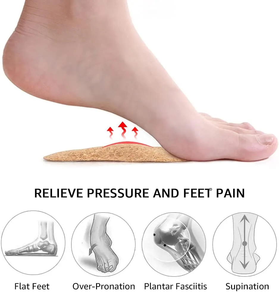 Dr.Foot Plantar Fasciitis Arch Support Shoe Insoles 5 Pairs, Thicken Gel Arch Pads for Flat Feet - Self-Adhesive Arch Cushions Inserts for Men and Women