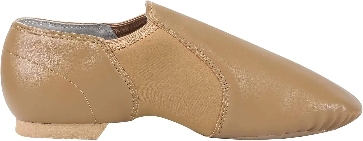 Dynadans Unisex PU Leather Upper Slip-on Jazz Shoe with Arch Insert for Women and Men's Dance Shoes
