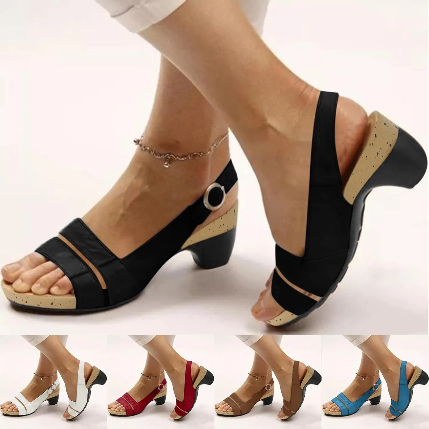 Eduavar Sandals Women Dressy Summer, Womens Sandals Wedge Sandals Ultra-Comfy Breathable Sandals Orthotic Sandals Women